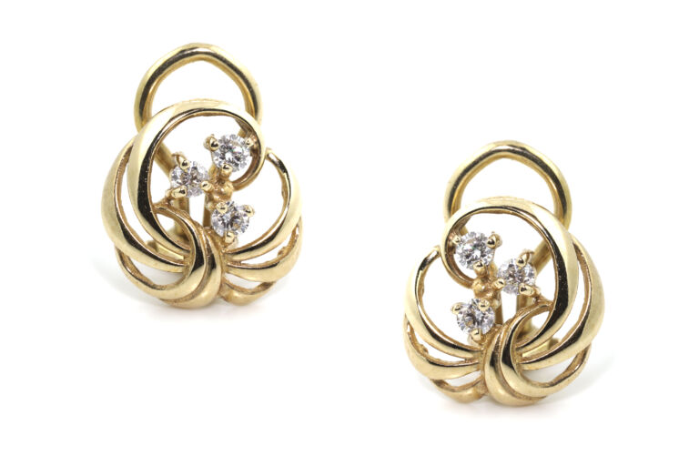 Diamond Set Clip-on Earrings 9ct yellow gold