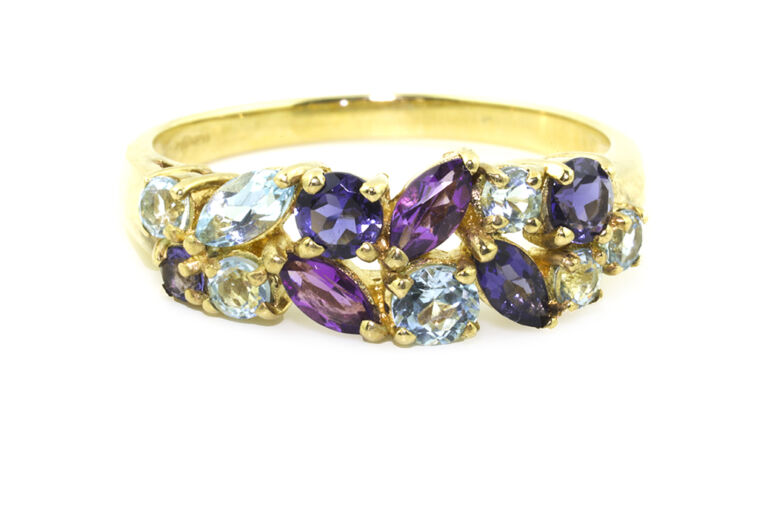 Multi-Stone Band Ring 9ct yellow gold, SIZE Q.