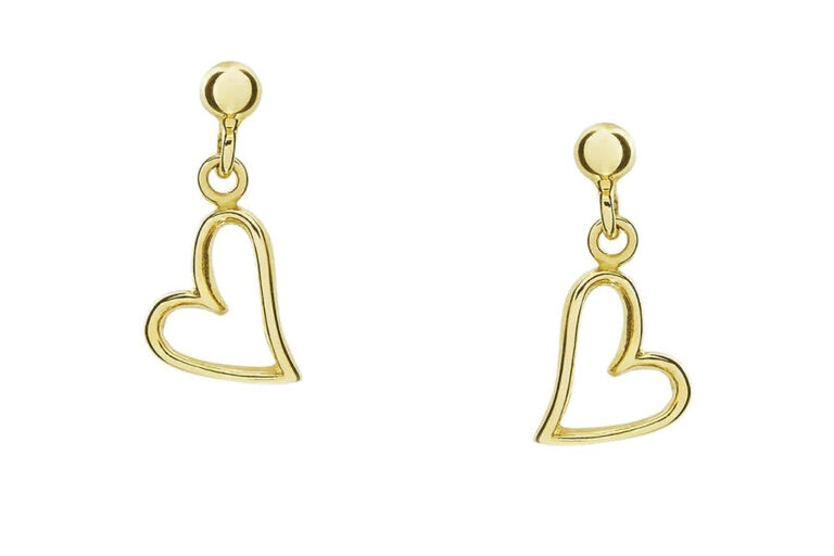 Open Heart Drop Earrings 9ct yellow gold