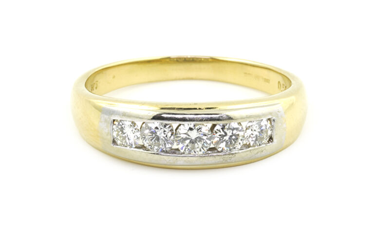 Diamond 5 Stone Ring 18ct yellow gold Size Q