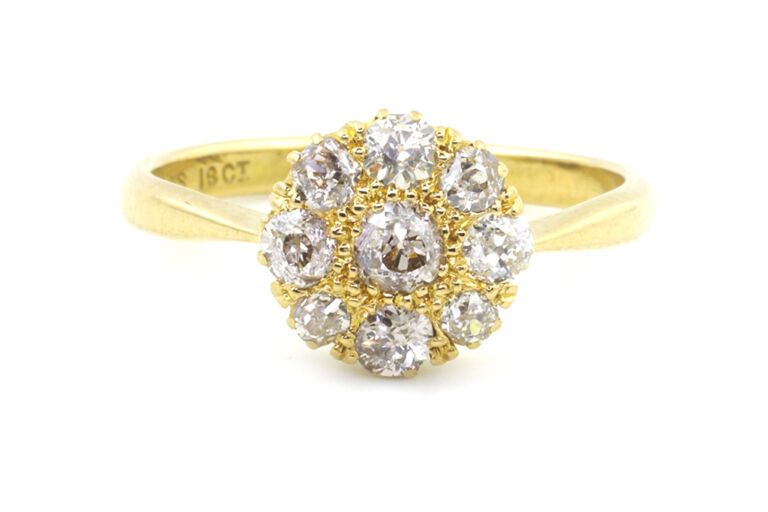 Diamond Cluster Ring 18ct yellow gold Size N