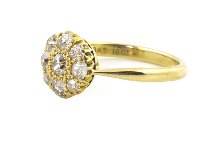 Diamond Cluster Ring 18ct yellow gold Size N