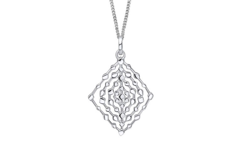 Geometrical Lace Textured Silver Necklace
