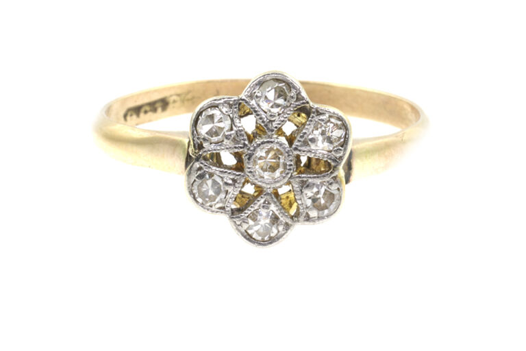 Diamond Cluster Ring 18ct gold & platinum Size L
