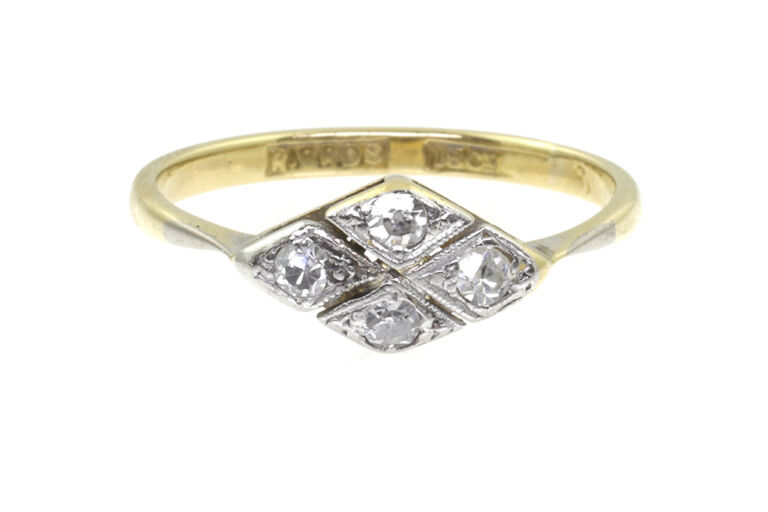 Diamond Four Stone Ring 18ct & Platinum Size K