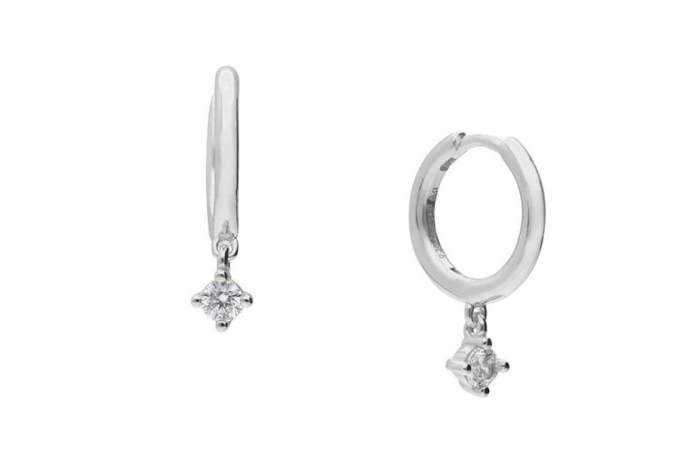 Hoop & Drop Cubic Zirconia Silver Earrings
