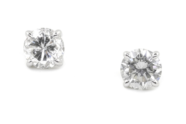 Diamond Solitaire Earrings 18ct white gold