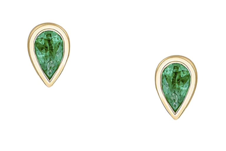 Pear Shape Emerald Earrings 9ct gold