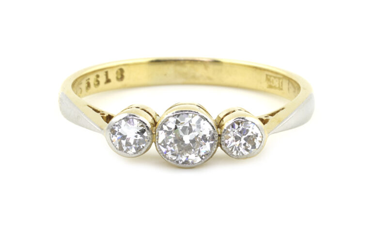 Diamond 3 Stone Ring 18ct & platinum Size L