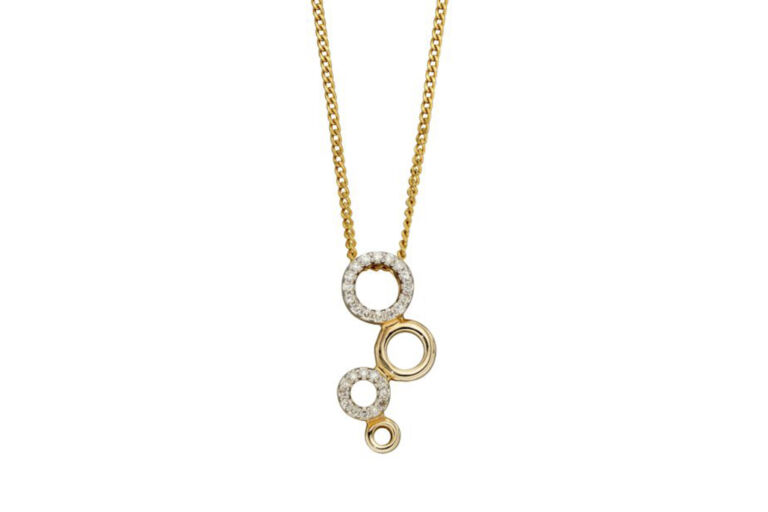 Diamond Set Circles Necklace 9ct gold