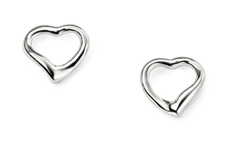 Open Heart Stud Silver Earrings