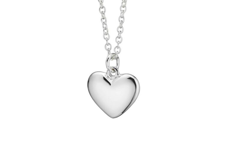 Puffed Heart Silver Necklace