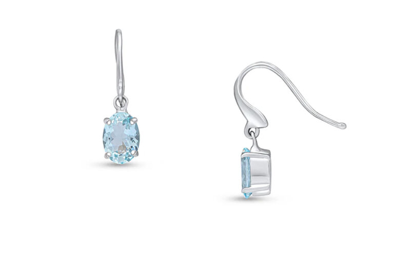 Aquamarine Drop Earrings 9ct white gold