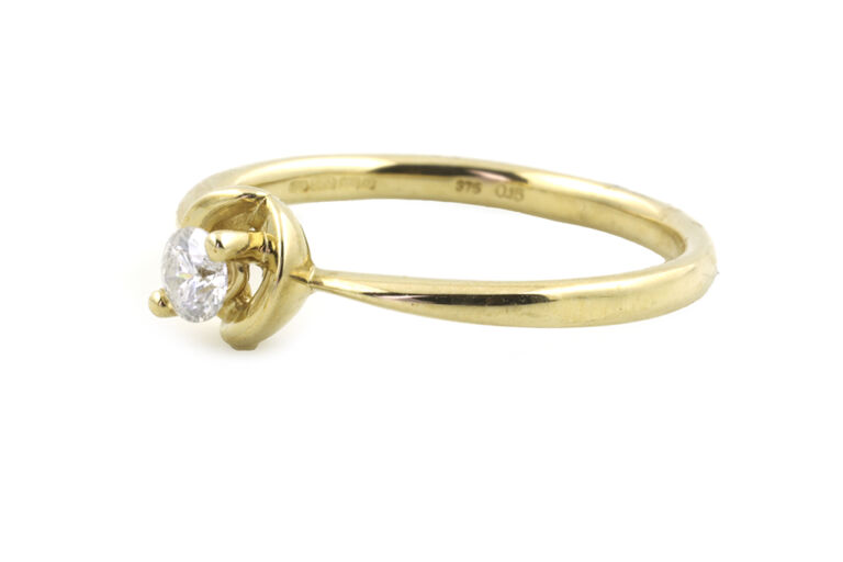 Diamond Solitaire Ring 9ct gold Size M