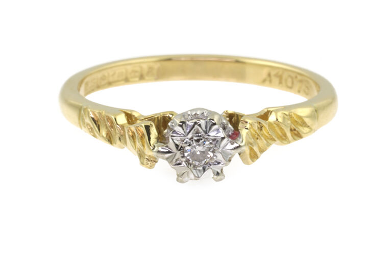 Diamond Solitaire Ring 18ct gold Size M