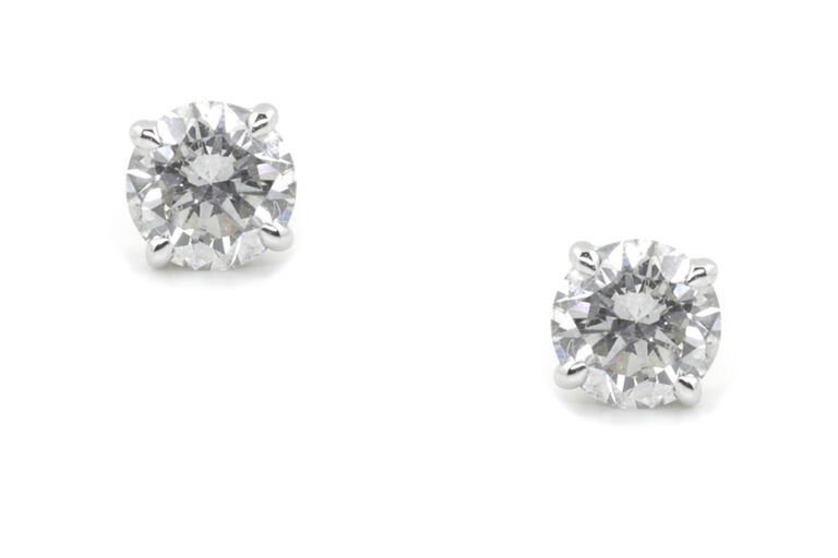 Diamond Solitaire Earrings 18ct white gold.
