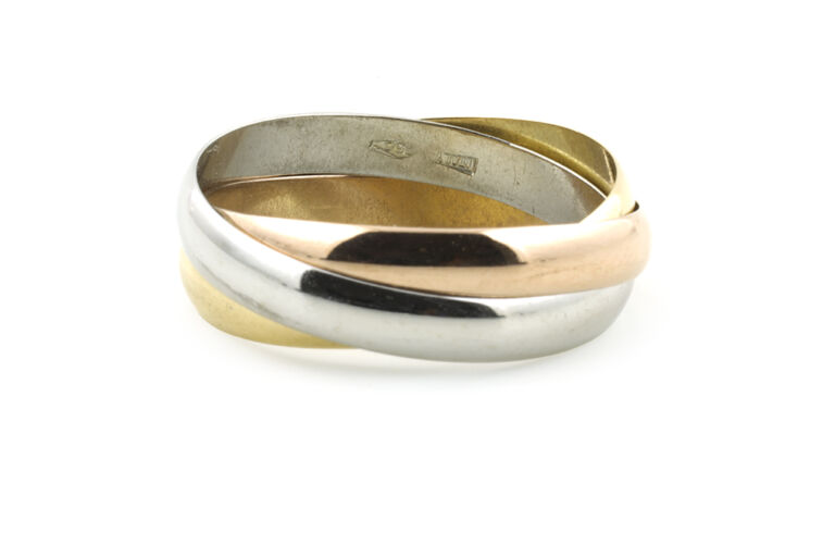 Russian Style Wedding Band 3 colour 18ct gold Size P