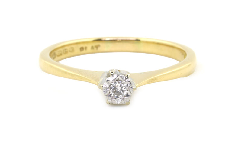 Diamond Solitaire Ring 18ct gold Size O