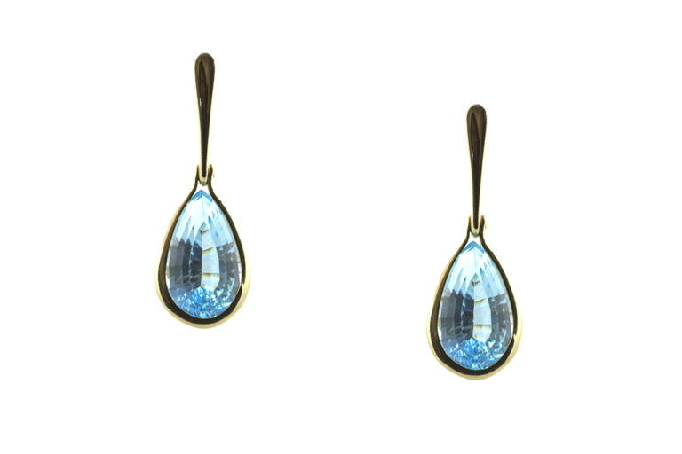 Blue Topaz Drop Earrings 9ct yellow gold