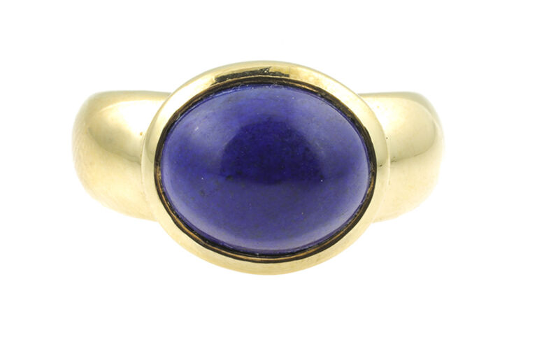 lapis Lazuli Cabachon Cut Ring 9ct yellow gold Size N