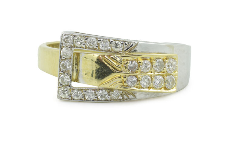 Diamond Set Buckle Style Ring 18ct gold Size M