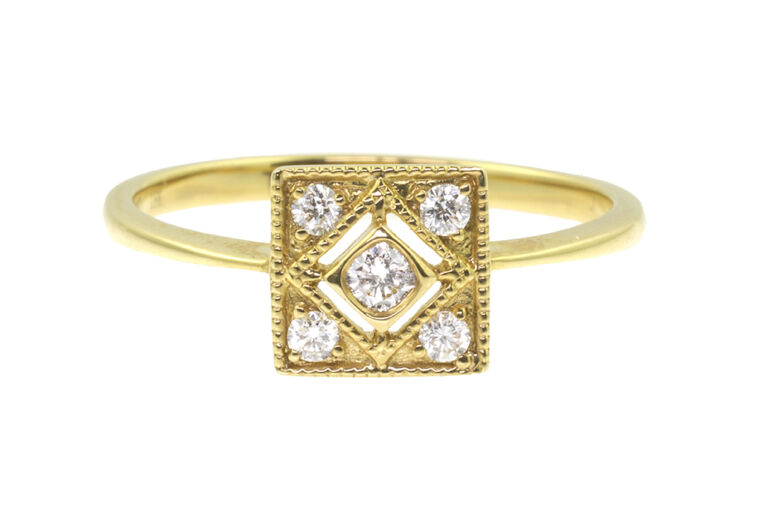 Edwardian Style Diamond 5 Stone Ring 18ct yellow gold Size O