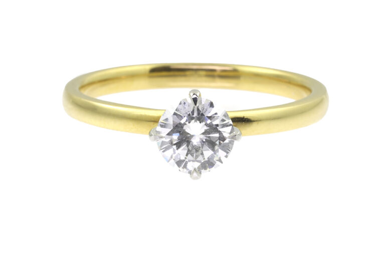 AnchorCert Diamond Solitaire Ring 18ct gold & platinum size Q