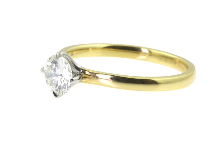 AnchorCert Diamond Solitaire Ring 18ct gold & platinum size Q