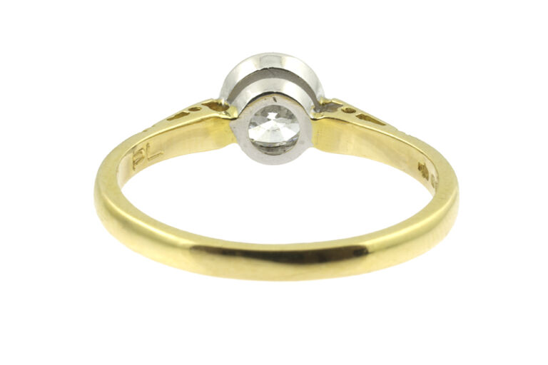 AnchorCert Diamond Solitaire Ring 18ct yellow & white gold Size M