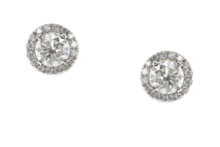 Diamond Cluster Halo Earrings 18ct white gold