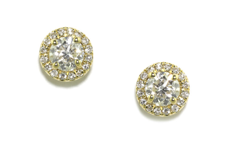 Diamond Cluster halo Earrings 18ct yellow gold