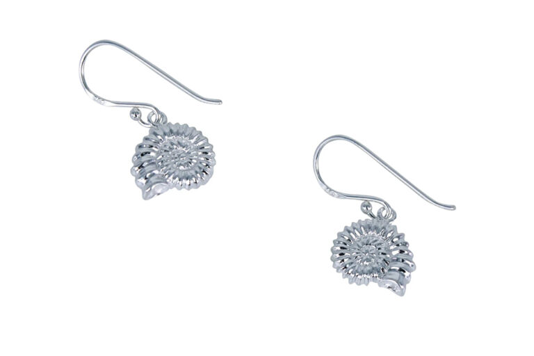 Ammonite Drop Silver Earrings