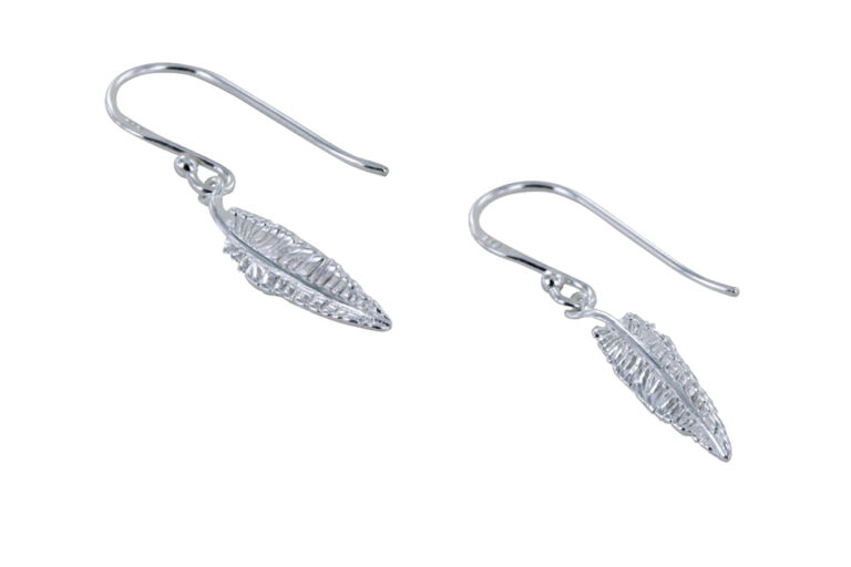 Feather Drop Silver Earrings