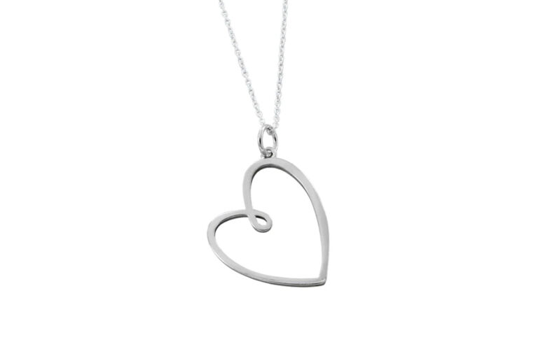 Looped Heart Silver Necklace