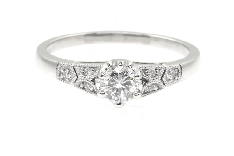 Diamond Solitaire Ring, platinum Size L