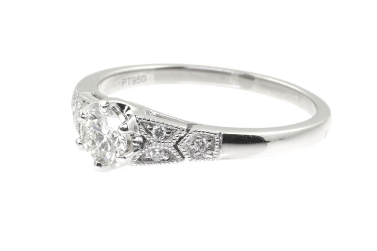 Diamond Solitaire Ring, platinum Size L