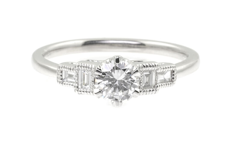 Diamond Solitaire Ring, platinum Size L