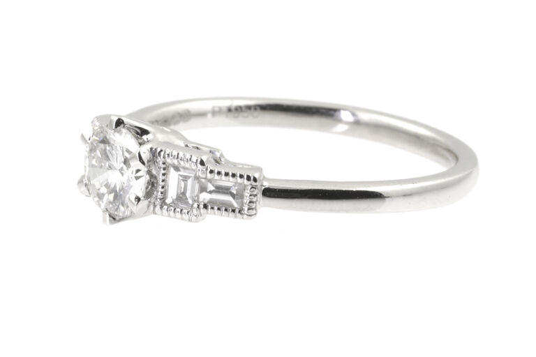 Diamond Solitaire Ring, platinum Size L