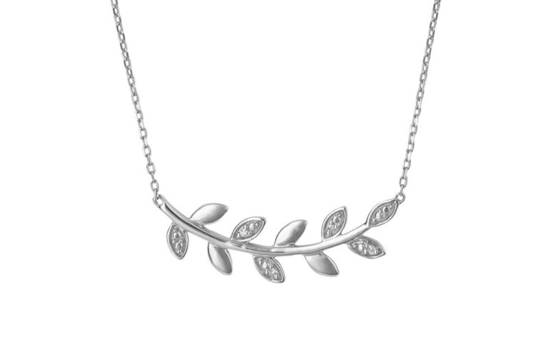 Leaf Vine Diamond Set Necklace 9ct white gold.