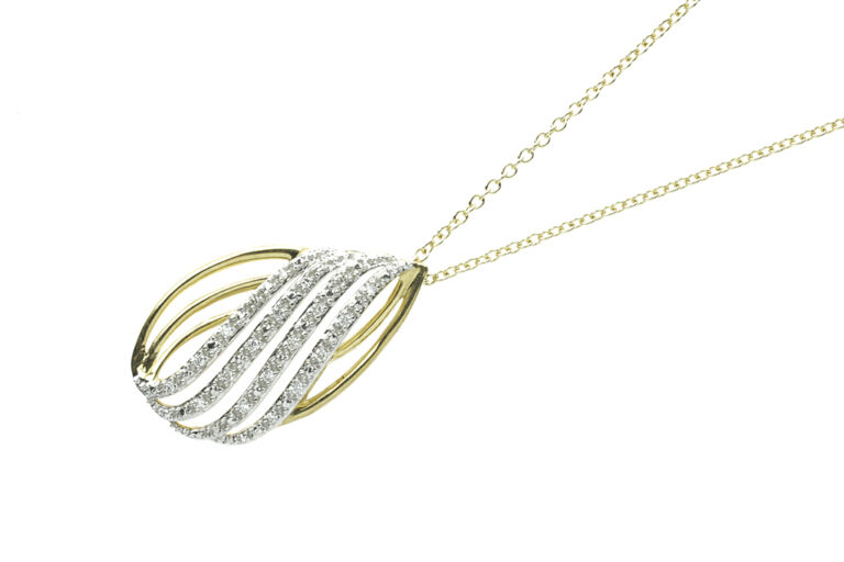 Pear Shape Diamond Set Necklace 9ct gold.