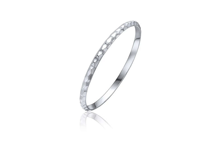 Honeycomb Pattern Silver Bangle