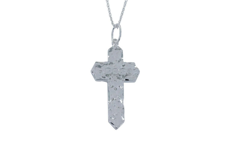 Textured Cross Silver Necklace