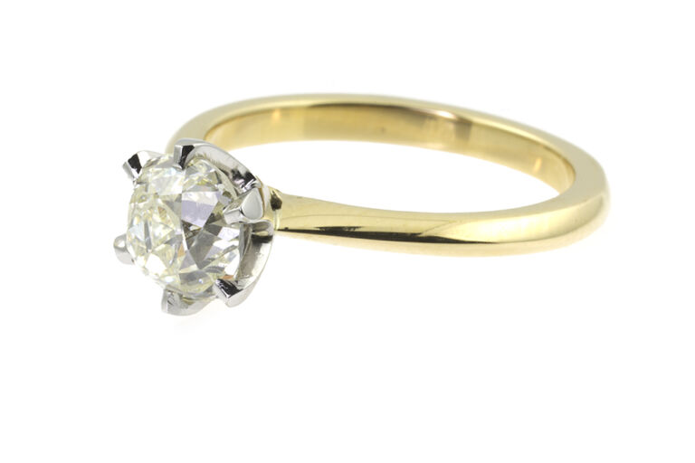 AnchorCert Diamond Solitaire Ring 18ct gold & Platinum Size N