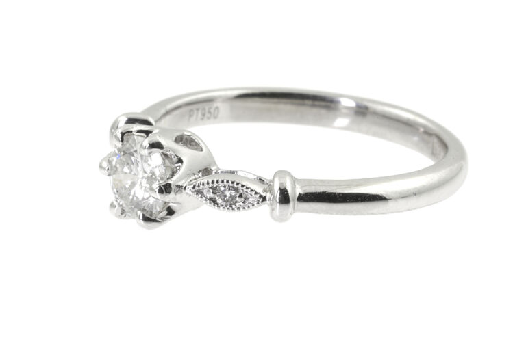 Diamond Solitaire Ring in Platinum Size L