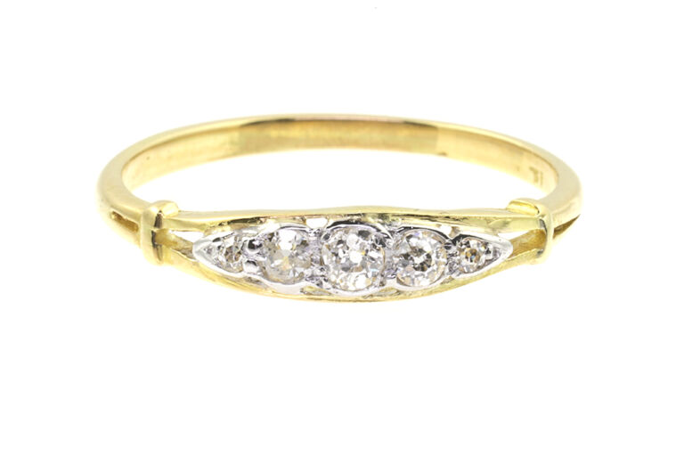 Art Deco Diamond 5 Stone Ring 18ct yellow gold Size O