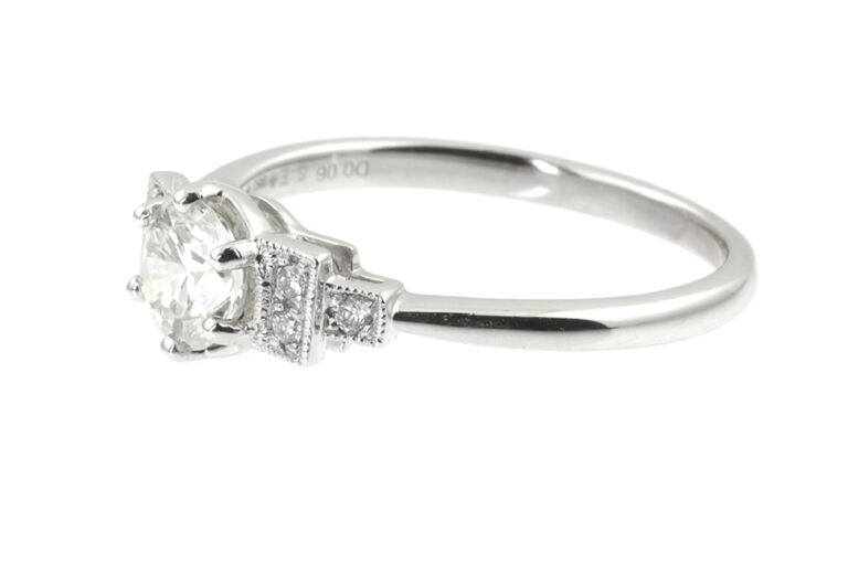 Certified Diamond Solitaire Ring Platinum Size L