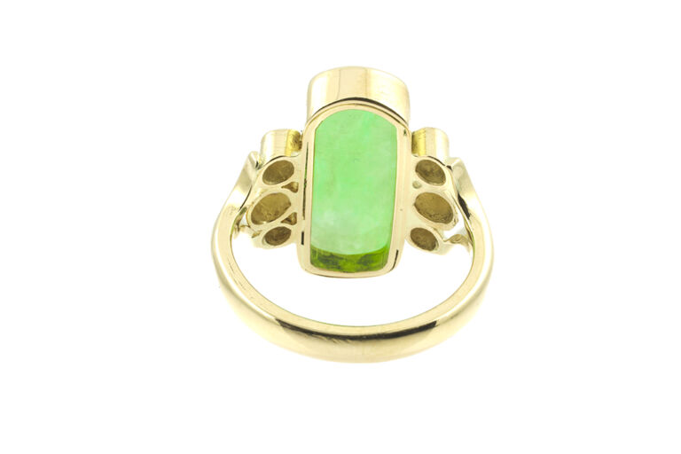 Jadeite & Diamond 7 Stone Ring 18ct yellow gold Size M