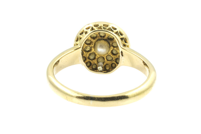 Natural Pearl Cluster Ring 18ct yellow gold Size K