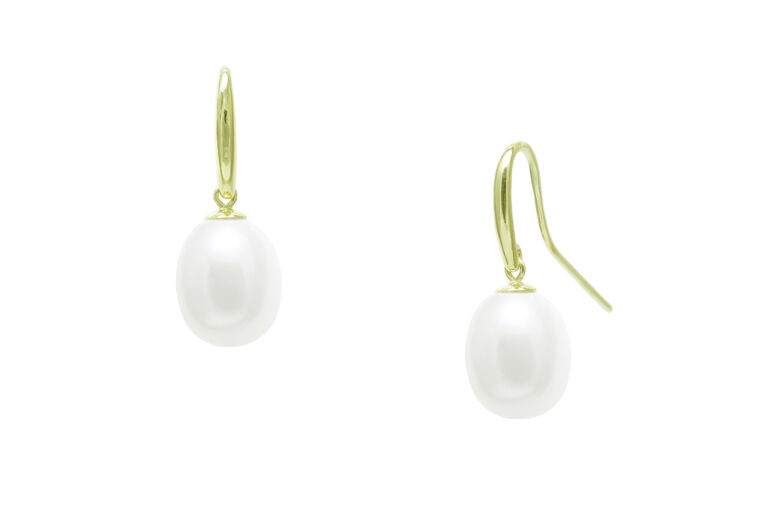 Cultured River pearl Drop Earrings 9ct gold