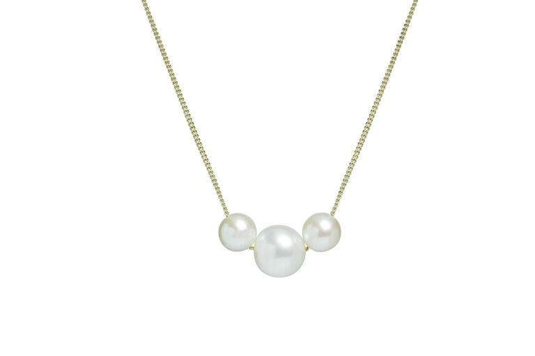 Cultured River Pearl Sliding Trio Necklace 9ct gold